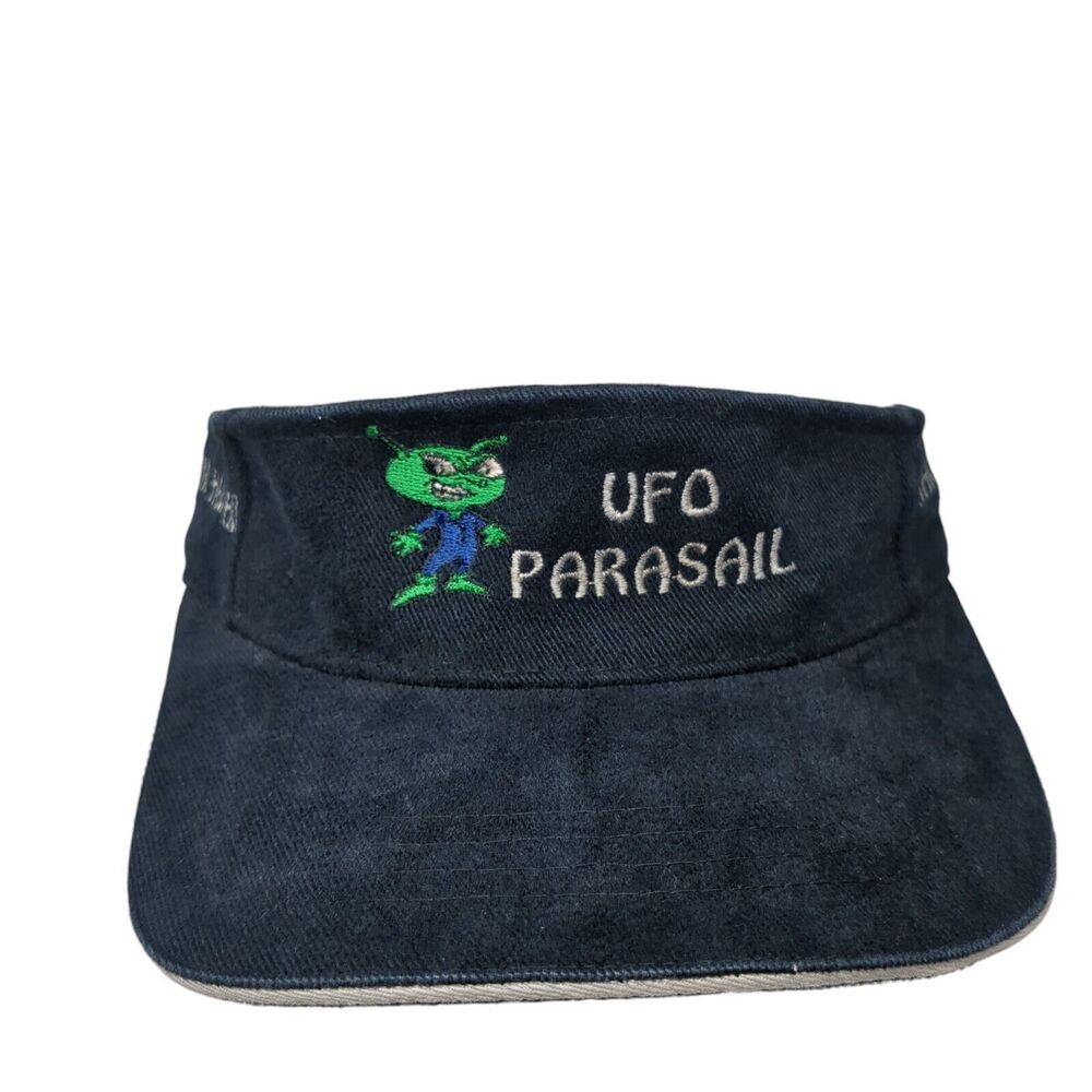 UFO Parasail Strapback Sun Visor Hat Black One Size Adjustable Magic